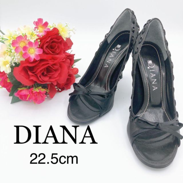 【美品✨】DIANA パンプス　ハイヒール　リボン　黒