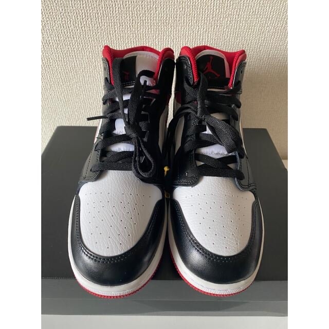 NIKE - ナイキ GS エアジョーダン1 ミッド ホワイト/ジムレッド
