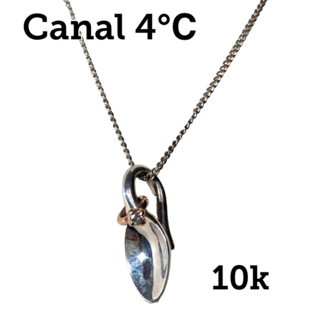 canal４℃(カナルヨンドシー)のカナル 4℃ ベビー スプーン シルバー ネックレス ダイヤ Canal k10 レディースのアクセサリー(ネックレス)の商品写真