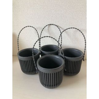 プラ吊り鉢（黒・４個セット）多肉植物、観葉植物