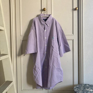 ラルフローレン(Ralph Lauren)のRalph Lauren パープル紫ギンガムチェックビックシャツ　vintage(シャツ/ブラウス(半袖/袖なし))