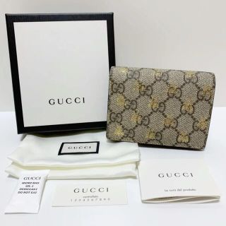 グッチ(Gucci)の美品 グッチ GUCCI GGスプリーム ビー 2つ折り ミニ 財布 イタリア製(折り財布)