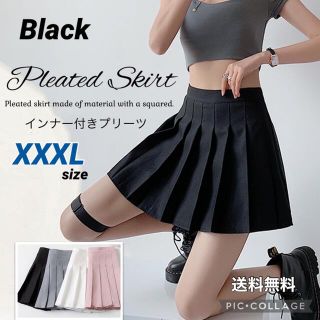 ■プリーツスカート ミニ【ブラック】XXXLsize インナー付 可愛いミニスカ(ミニスカート)