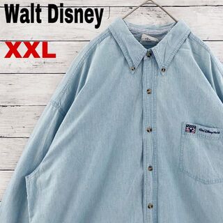 ディズニー(Disney)のp52 春夏US古着 Walt Disney BD長袖シャツ 刺繍ロゴ ワッペン(シャツ)