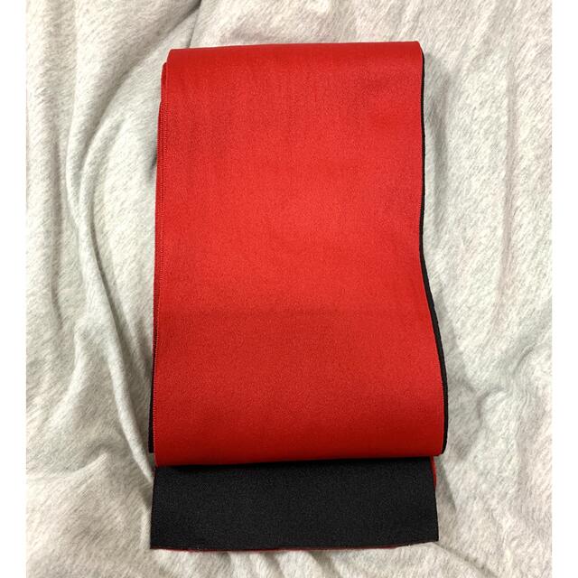 半幅帯 無地 リバーシブル 赤黒 レディースの水着/浴衣(浴衣帯)の商品写真