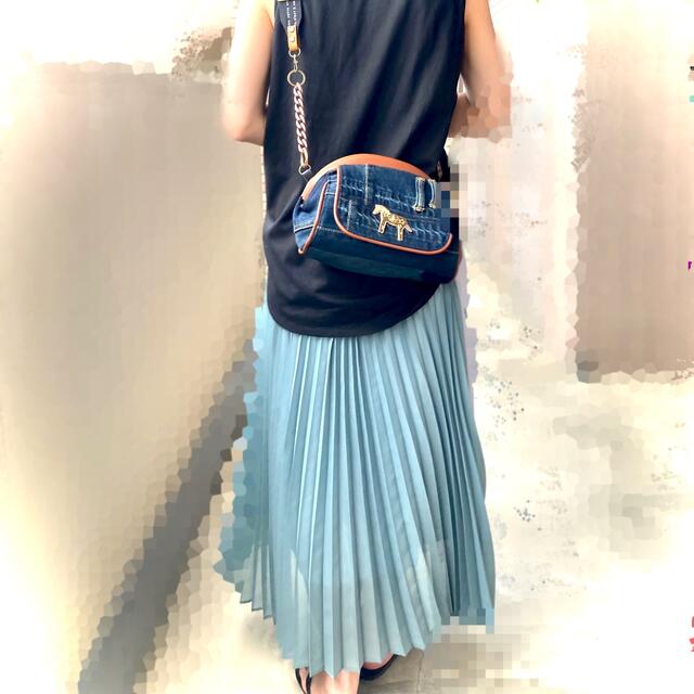 PONY key デニムリメイク pukkuri アルミバネshoulder- L size★アルミバネ pukkuri chain bag