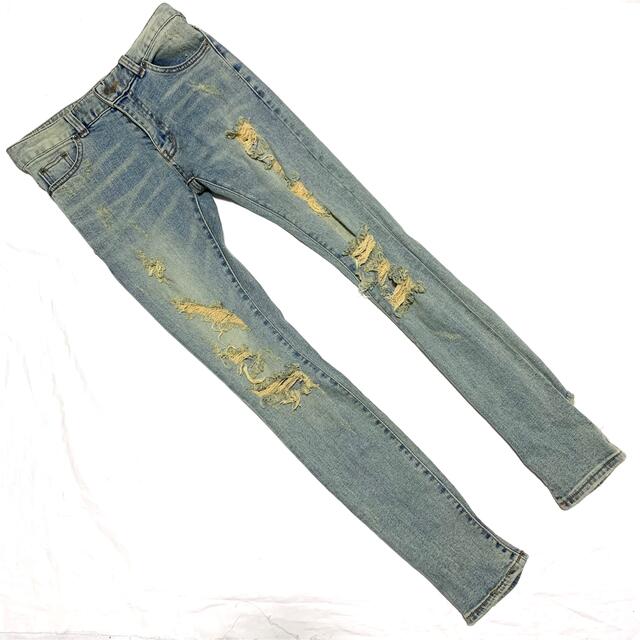 SAINT LAURENT PARIS スキニーデニム ダメージ加工 クラッシュ