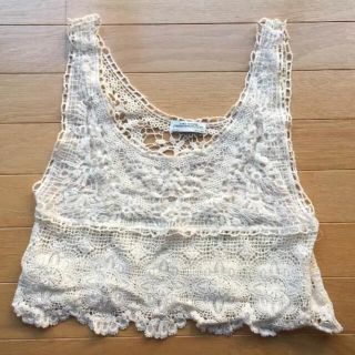 ザラ(ZARA)のZARA レース　トップス　タンクトップ　白　ホワイト　水着　クロシェ編み(タンクトップ)