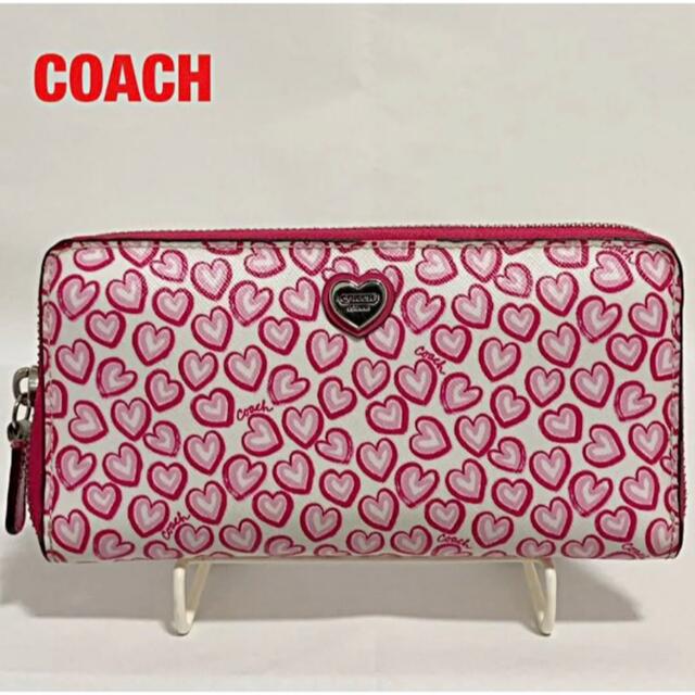 COACH - 【人気】COACH コーチ 長財布 ハートプリント ロゴプレート