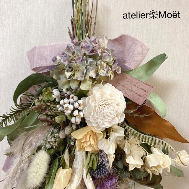 紫陽花&クリスマスローズ ナチュラルスワッグ 橤 purple elegance 紫陽花&クリスマスローズ ナチュラルスワッグ 橤 purple elegance