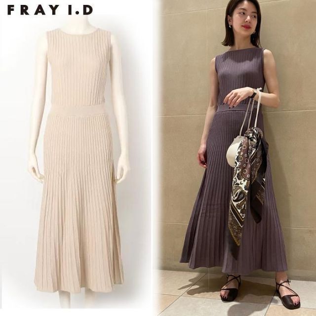 FRAY I.D - FRAY I.D アイレットプリーツニットワンピースの通販 FRAY I.D - FRAY I.D アイレットプリーツニットワンピースの通販