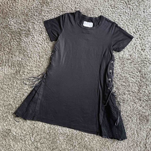 sacai - 美品 サイズ2 サカイ sacai 半袖レースドッキングチュニック 黒