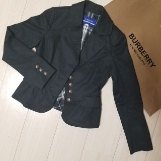 バーバリーブルーレーベル(BURBERRY BLUE LABEL)の定価3万円■BURBERRY　BLUE LABEL■フリルジャケット　S　黒(テーラードジャケット)