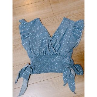 シーイン(SHEIN)の水色　ドット　ブラウス(シャツ/ブラウス(半袖/袖なし))