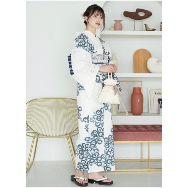 1点のみ入荷 新品未使用 浴衣 帯 下駄 4点セット 小菊 1
