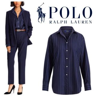 ポロラルフローレン(POLO RALPH LAUREN)の新品44,000円 ポロラルフローレン 最高級ピンストライプウールツイルブラウス(シャツ/ブラウス(長袖/七分))