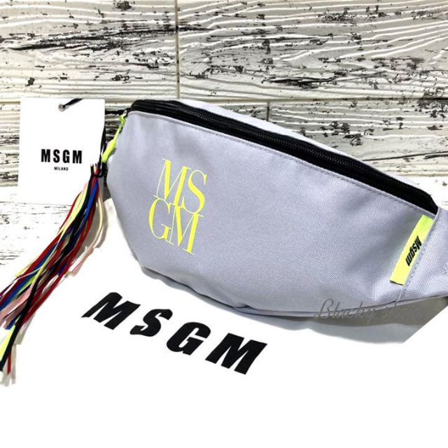 割引クーポン配布中!! MSGM ネオンイエロー ロゴ ボディバッグ 蛍光