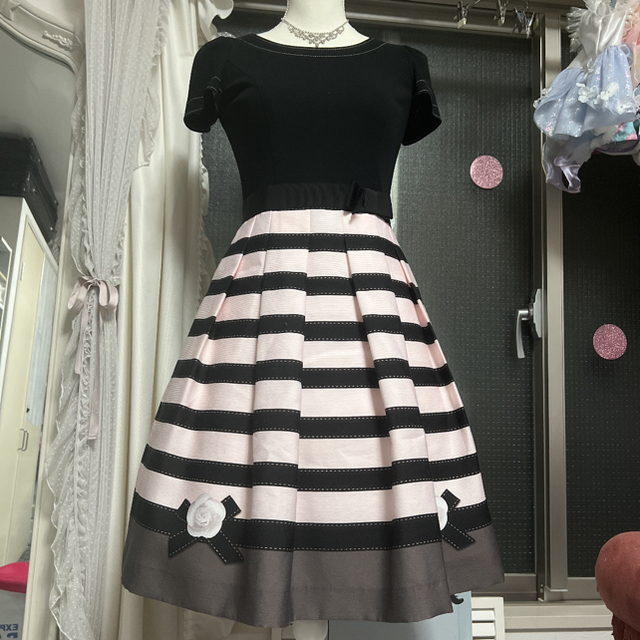 早い者勝ち!M's カタログ カメリア ボーダー 花 リボン ワンピース