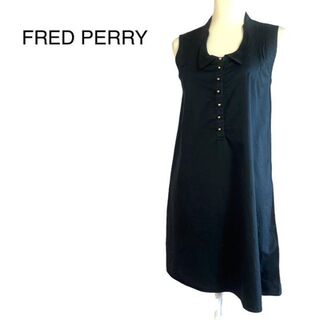 フレッドペリー(FRED PERRY)の美品　フレッドペリー　ノースリーブワンピース　 M コットン/リヨセル　金ボタン(ひざ丈ワンピース)