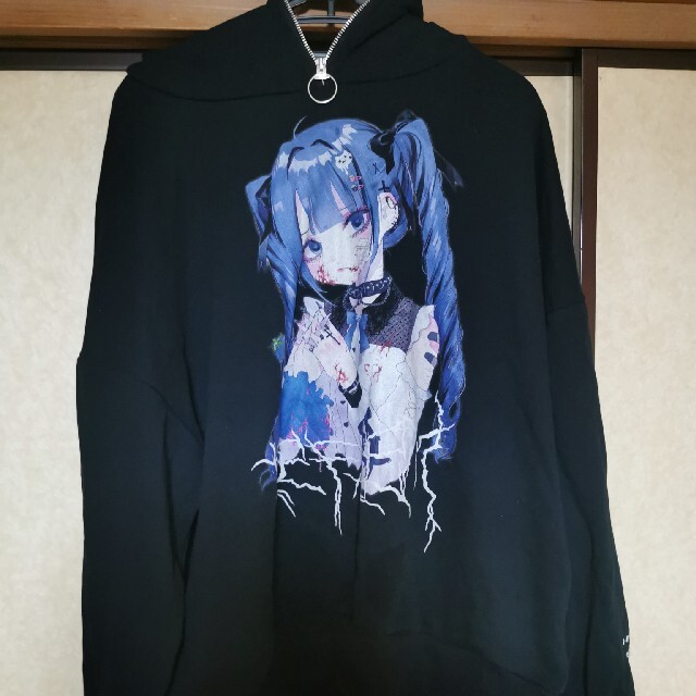 REFLEM negiコラボ青色髪少女ハイネックパーカー | grocerybazaar.store