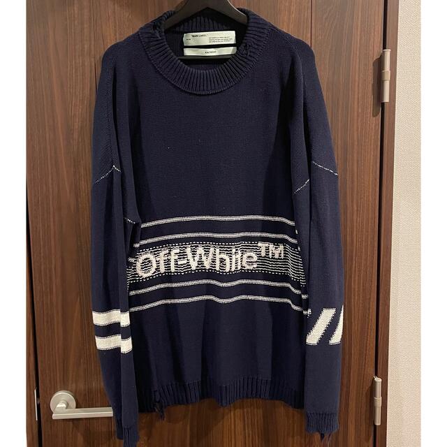 SALE【off-white】オフホワイト /ニット/紺/L/美品