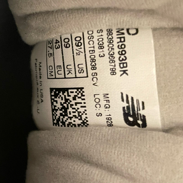New Balance - New balance 993 BK 27.5cm 990 991 992の通販 by New Balance - New balance 993 BK 27.5cm 990 991 992の通販 by