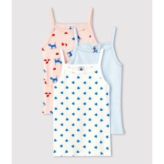 プチバトー(PETIT BATEAU)のsunset様専用プチバトー 5a キャミソール3枚組 猫・ブルーハート柄(下着)