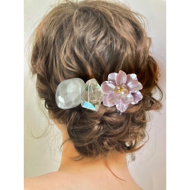 受注776 ミニヘアクリップ ハンドメイド ヘアアクセサリー フラワー