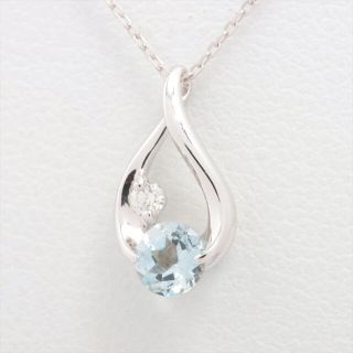 【保証書付】STAR JEWELRY アクアマリンネックレス（K18WG）