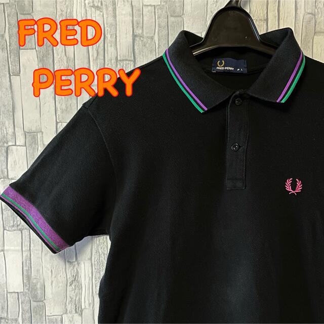FRED PERRY  ポロシャツ ブラック ワンポイント　刺繍ロゴ