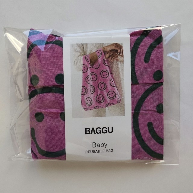 BAGGU(バグゥ)のBAGGU　エコバッグ　ベビー　Baby　ラズベリーハッピー　スマイル　新品 レディースのバッグ(エコバッグ)の商品写真