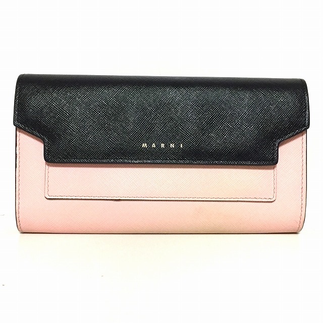 Marni(マルニ)のマルニ 長財布 - ライトピンク×黒 レザー レディースのファッション小物(財布)の商品写真