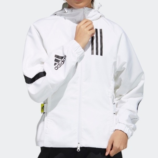 adidas(アディダス)の【大きいサイズ美品】adidas★フード付きブルゾン★トラックジャケット★白XL レディースのジャケット/アウター(ブルゾン)の商品写真