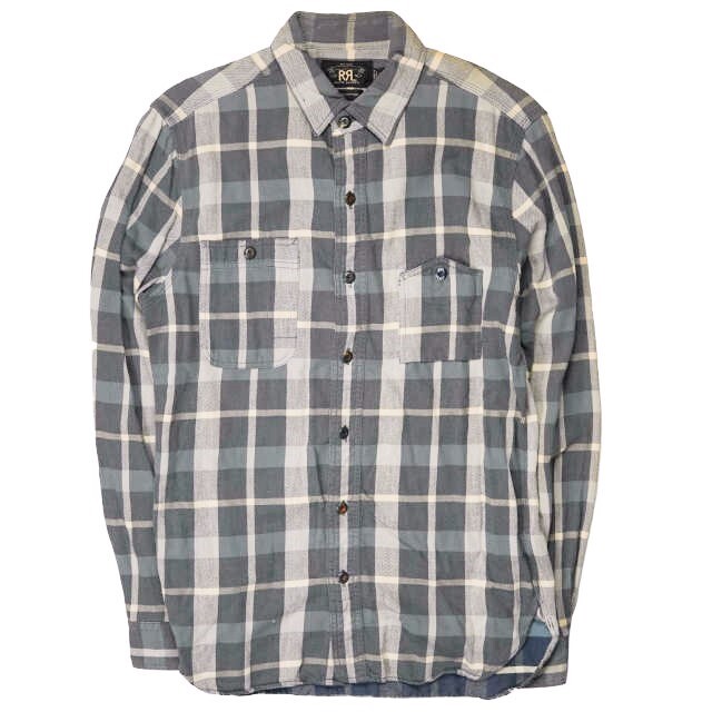 RRL(ダブルアールエル)のRRL ダブルアールエル L/S TWILL PLAID WORK SHIRTS コットンツイル チェックワークシャツ S グレー Double RL 長袖 トップス【中古】【RRL】 メンズのトップス(シャツ)の商品写真