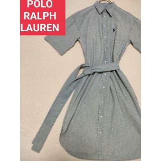 ポロラルフローレン(POLO RALPH LAUREN)のポロラルフローレン　デニム　ワンピース　花柄　シルク　マキシワンピ(ロングワンピース/マキシワンピース)