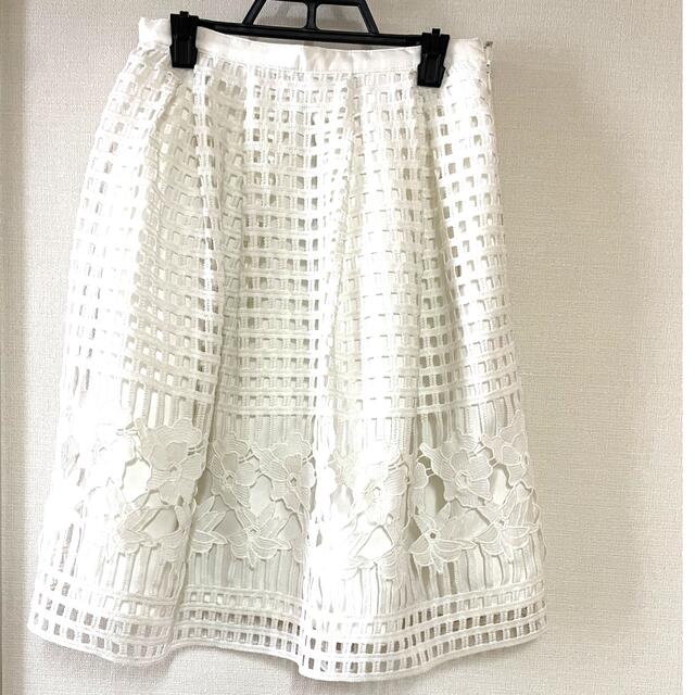 Apuweiser-riche(アプワイザーリッシェ)のアプワイザーリッシェ　ホワイトレーススカート　サイズ1 レディースのスカート(ひざ丈スカート)の商品写真