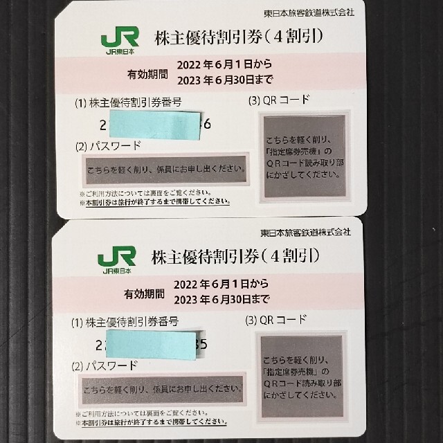 JR東日本株主優待割引券2枚