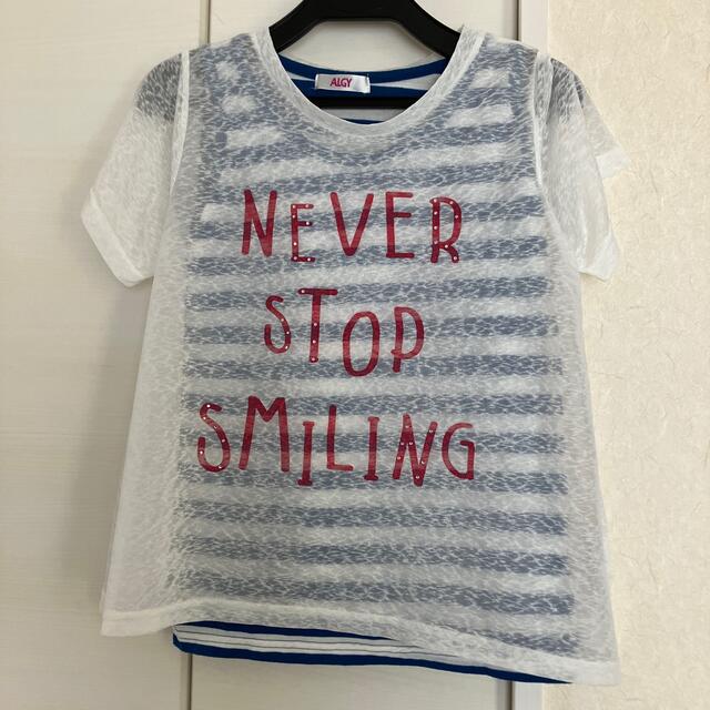 ALGY(アルジー)の値下げ　女の子　Tシャツ　ALGY 150 レイヤード　ボーダー キッズ/ベビー/マタニティのキッズ服女の子用(90cm~)(Tシャツ/カットソー)の商品写真