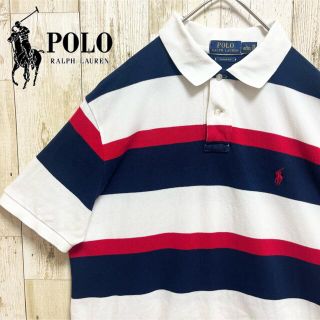 ポロラルフローレン(POLO RALPH LAUREN)の【希少デザイン】ポロラルフローレン ボーダー 刺繍 半袖ポロシャツ トリコカラー(ポロシャツ)