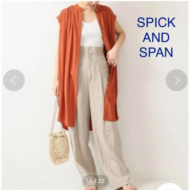 Spick & Span(スピックアンドスパン)のSPICK AND SPAN 。フロントギャザー ノースリーブブラウス レディースのワンピース(ひざ丈ワンピース)の商品写真