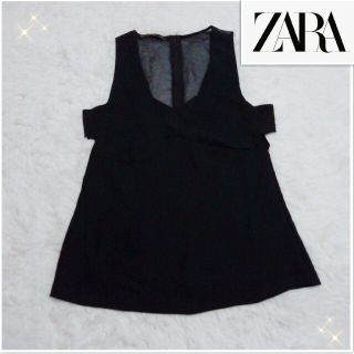 ザラ(ZARA)のZARA ザラ セクシー レース タンクトップ ブラック 黒 S(シャツ/ブラウス(半袖/袖なし))