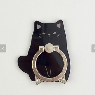 ✨新品 黒猫 スマホリング ねこ 猫 ネコ バンカーリング 持ちやすい リング(その他)