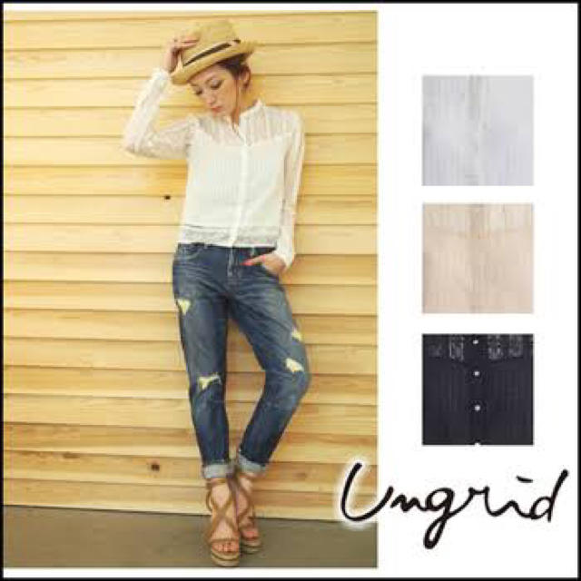 Ungrid(アングリッド)の新品タグ付☆ノーカラーピンタックブラウス レディースのトップス(シャツ/ブラウス(長袖/七分))の商品写真