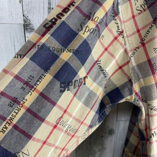 CHAPS(チャップス)の90's CHAPS チャップス ラルフローレン　英文字チェックノーカラーシャツ メンズのトップス(シャツ)の商品写真