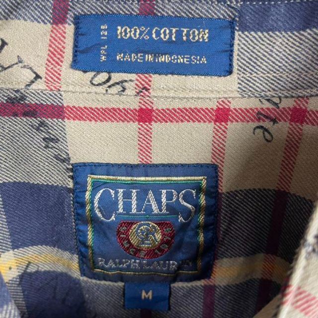 CHAPS(チャップス)の90's CHAPS チャップス ラルフローレン　英文字チェックノーカラーシャツ メンズのトップス(シャツ)の商品写真