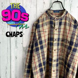 チャップス(CHAPS)の90's CHAPS チャップス ラルフローレン　英文字チェックノーカラーシャツ(シャツ)