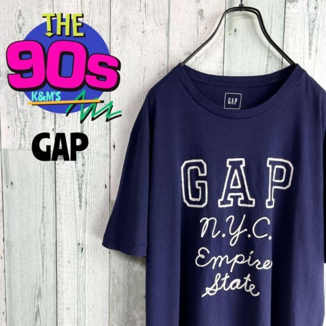 GAP 90's GAP ギャップ 手縫いニューヨーク刺繍 ビッグロゴTシャツの通販 by 90s古着 KM フォロー割引き！'s shop｜ ギャップならラクマ