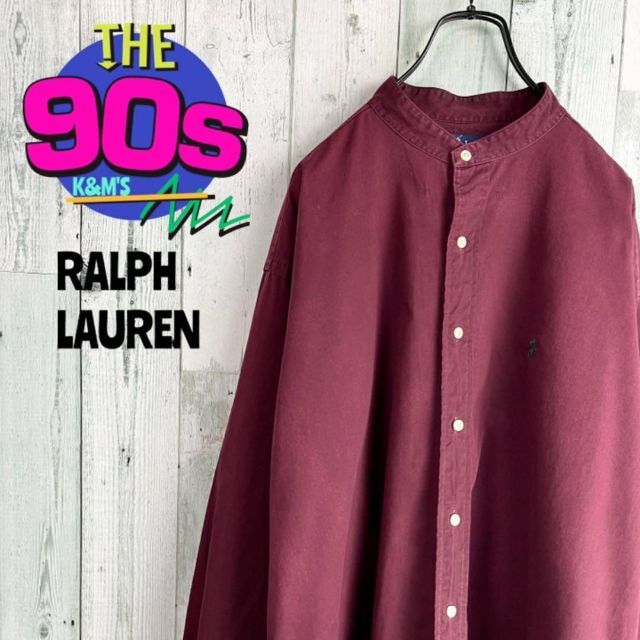 Ralph Lauren(ラルフローレン)の90's RALPH LAUREN  ポニー刺繍　ノーカラー　チノシャツ メンズのトップス(シャツ)の商品写真