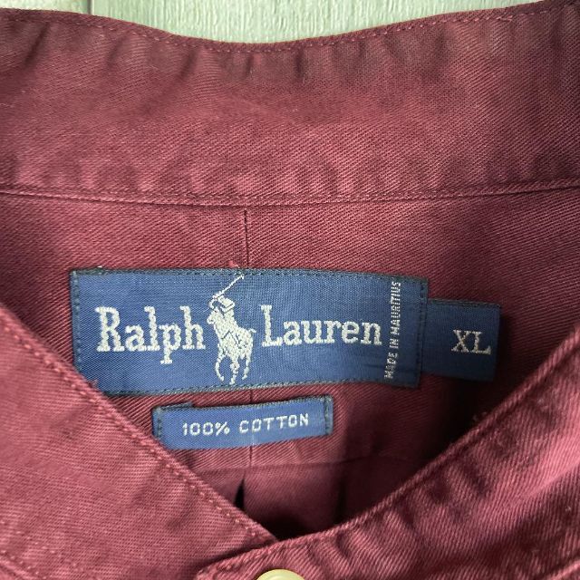 Ralph Lauren(ラルフローレン)の90's RALPH LAUREN  ポニー刺繍　ノーカラー　チノシャツ メンズのトップス(シャツ)の商品写真