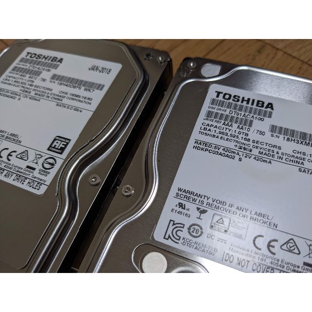 東芝 - ⏩お買得⏪【４台セット】3.5インチハードディスク（1TB×2 